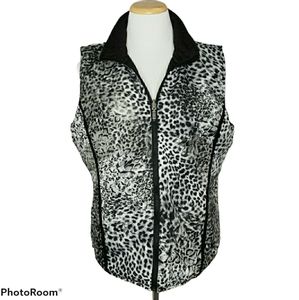 Vest Reversible Animal Print Black White Sz Large